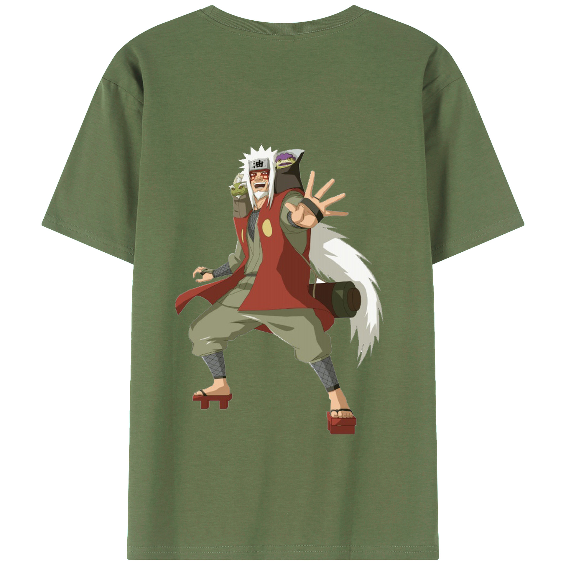 （画像用） NARUTO -ナルト- 自来也（じらいや） Jiraiya 綿100％ メンズ半袖Tシャツ（バックプリント） 通気性
